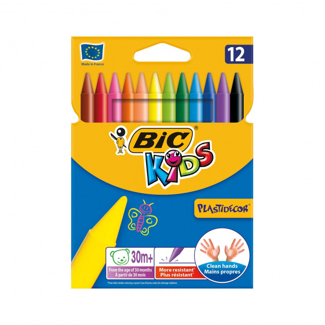 BIC KIDS PLASTIDECOR kleurkrijtjes - doos van 12