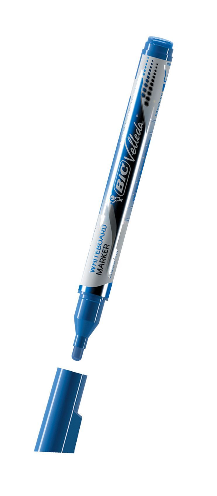 BIC Velleda Liquid Ink Feutres Premium pour Tableau Blanc Effaçables à Sec  Avec Pointe Conique Medium - Encre liquide Bleue, Boîte de 12