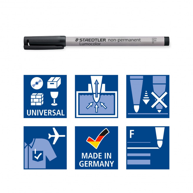 Niet-permanente viltstift Staedtler LUMOCOLOR - fijne punt - zwart