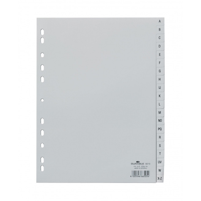 Alfabetische tabbladen - grijs plastic