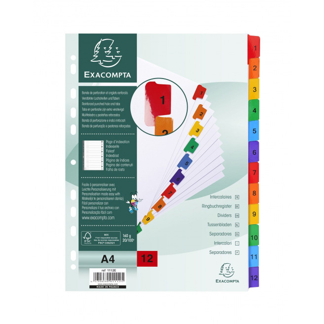 Exacompta digitale tabblad verdelers - karton - A4 Exacompta digitale tabblad verdelers - karton - A4