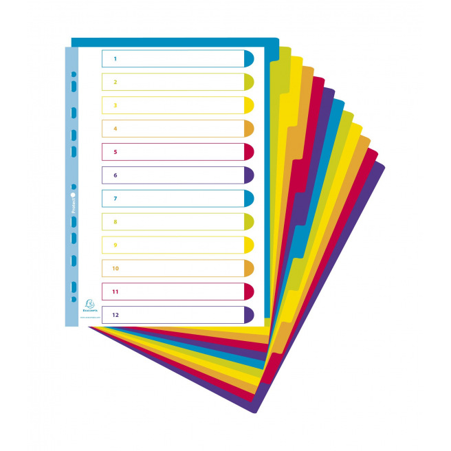 Exacompta CAMPUS neutrale tabbladverdelers - gekleurd plastic - A4 maxi