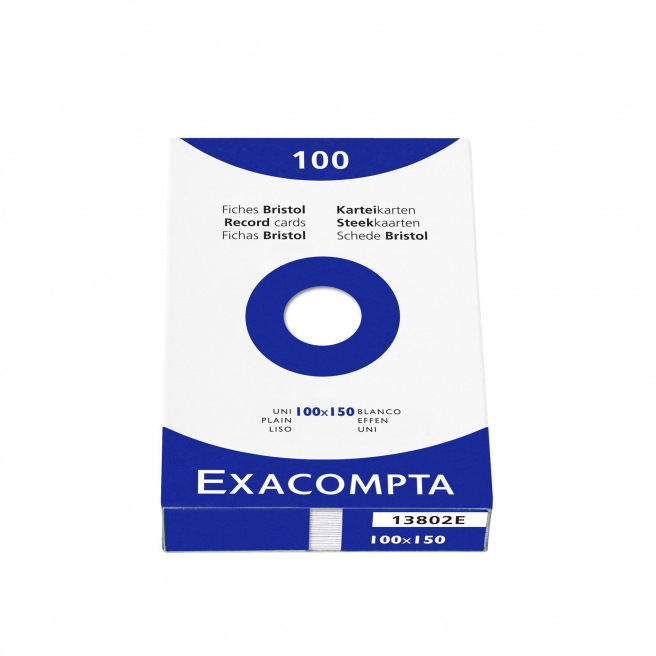 Exacompta Bristol witte fiches - doos van 100 fiches