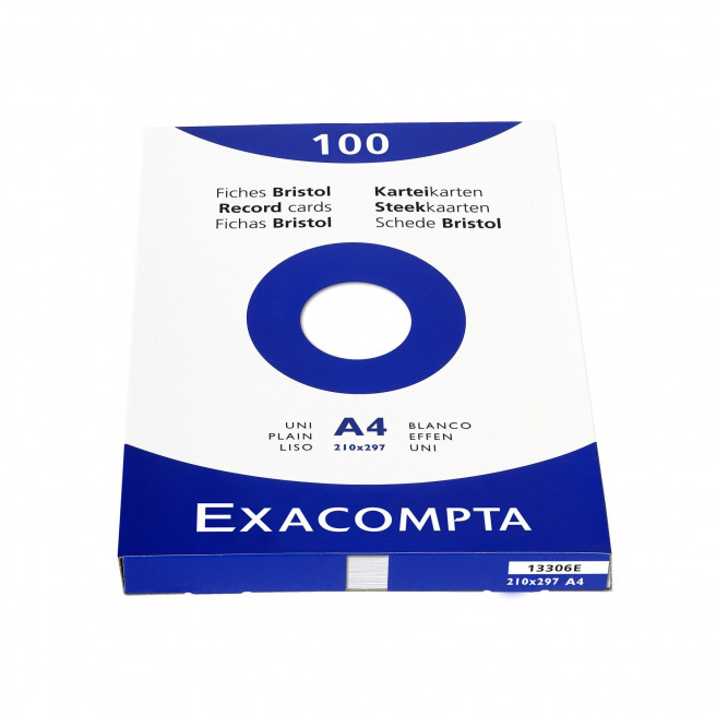 Exacompta Bristol witte fiches - doos van 100 fiches