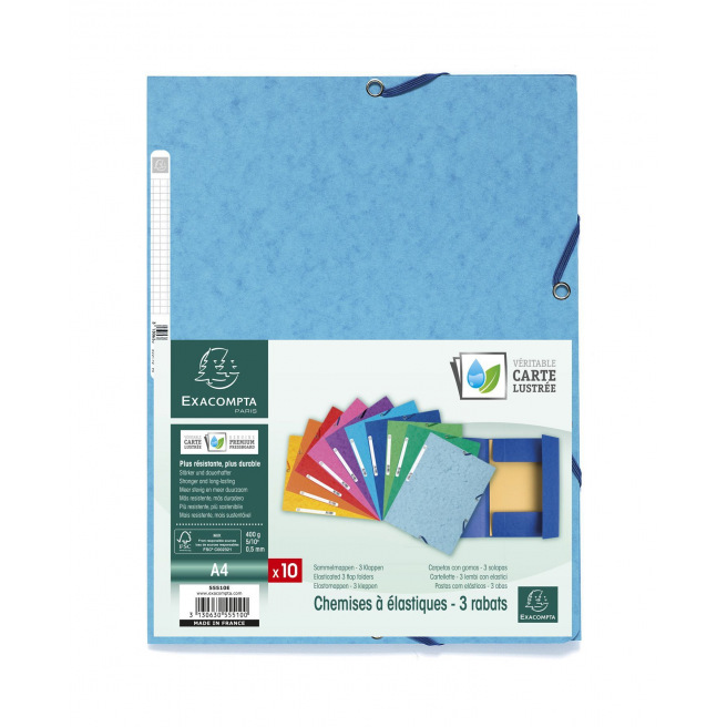 Exacompta map met flappen en elastieken in karton - A4 Exacompta map met flappen en elastieken in karton - A4