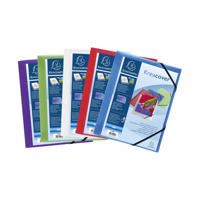 Farde à rabats et élastiques Exacompta KREACOVER personnalisable en plastique - A4 Farde à rabats et élastiques Exacompta KREACOVER personnalisable en plastique - A4