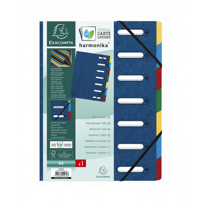 Sorteerder met harmonica en elastieken Exacompta HARMONIKA van karton Sorteerder met harmonica en elastieken Exacompta HARMONIKA van karton