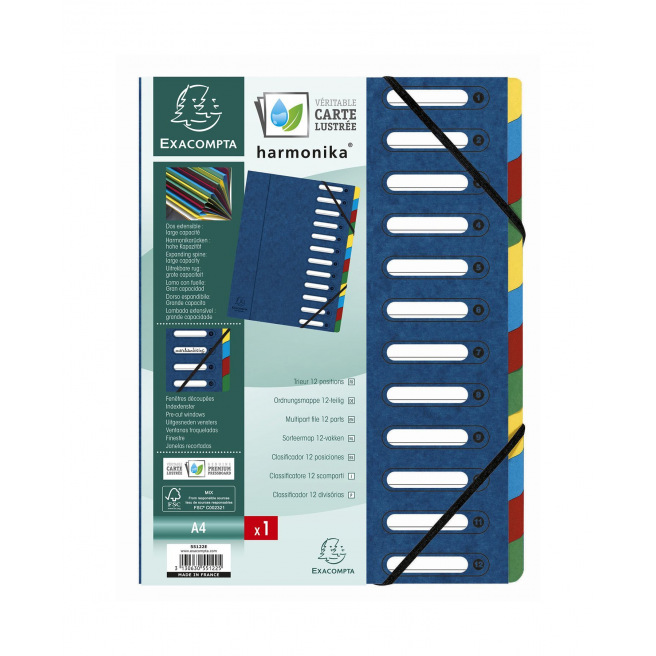 Sorteerder met harmonica en elastieken Exacompta HARMONIKA van karton Sorteerder met harmonica en elastieken Exacompta HARMONIKA van karton