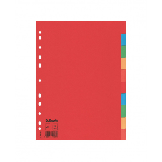 Intercalaires à onglets neutres Esselte - carton de couleur 160 g - A4