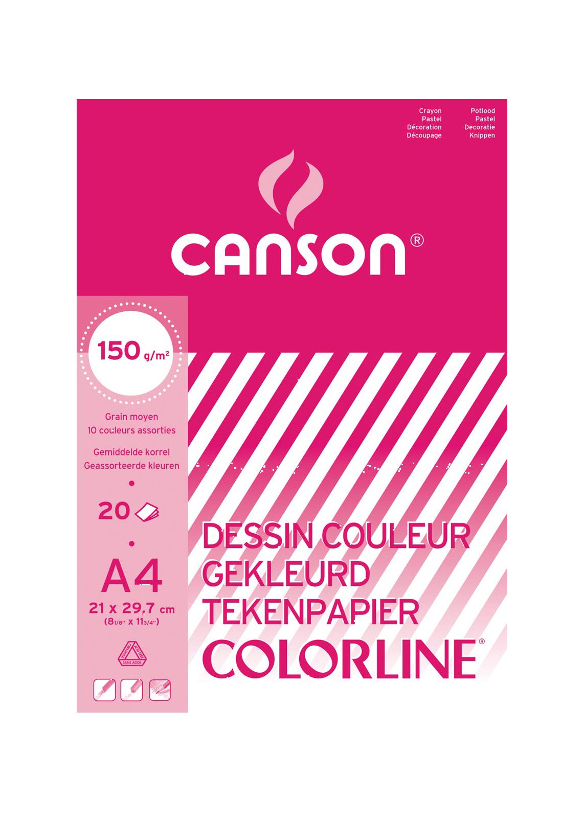 Bloc de papier dessin de couleur CANSON COLORLINE - 150 g