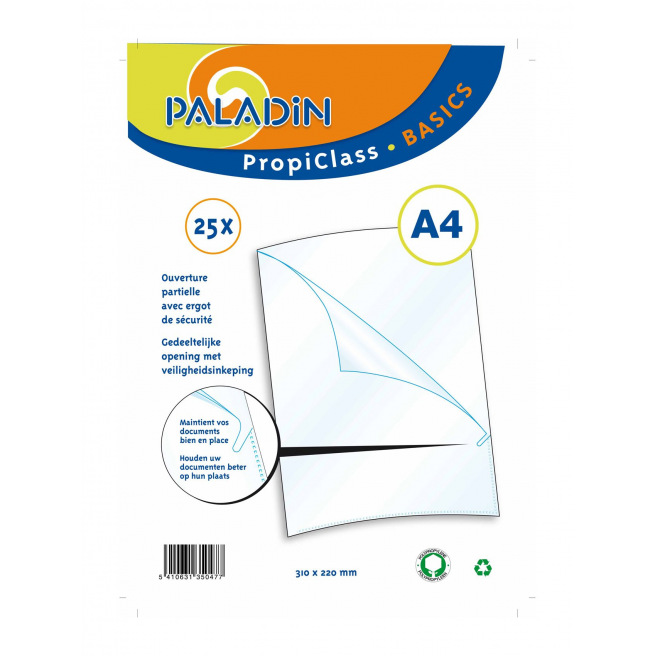 Pochettes coin lisses A4 - ouverture partielle Pochettes coin lisses A4 - ouverture partielle