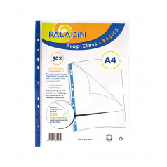 Pochettes perforées lisses A4 - ouverture partielle - sachet de 50 Pochettes perforées lisses A4 - ouverture partielle - sachet de 50