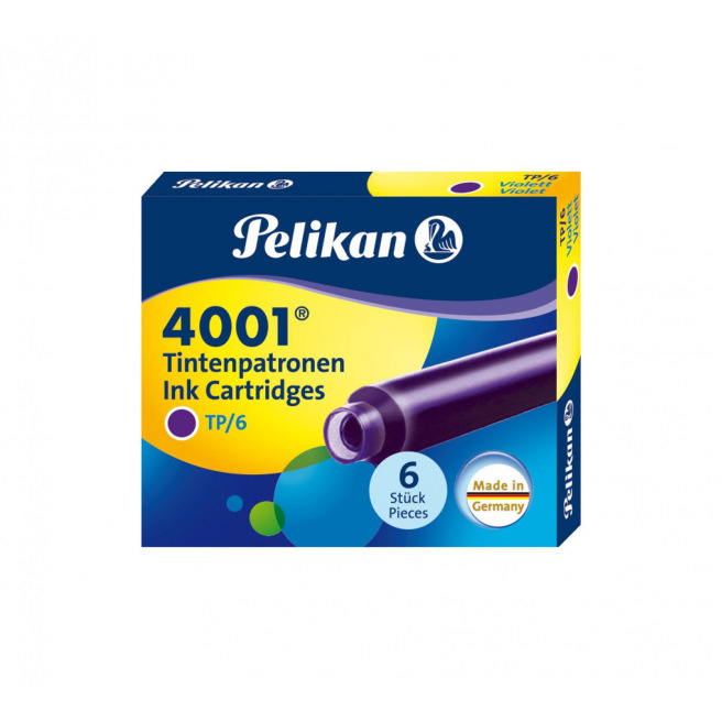 Cartouches d'encre Pelikan 4001 TP/6 - étui de 6 Cartouches d'encre Pelikan 4001 TP/6 - étui de 6