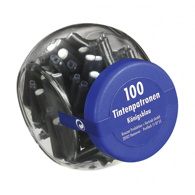 Voordelige pot met 100 Pelikan 4001 TP/6 inktpatronen - uitwisbaar blauw