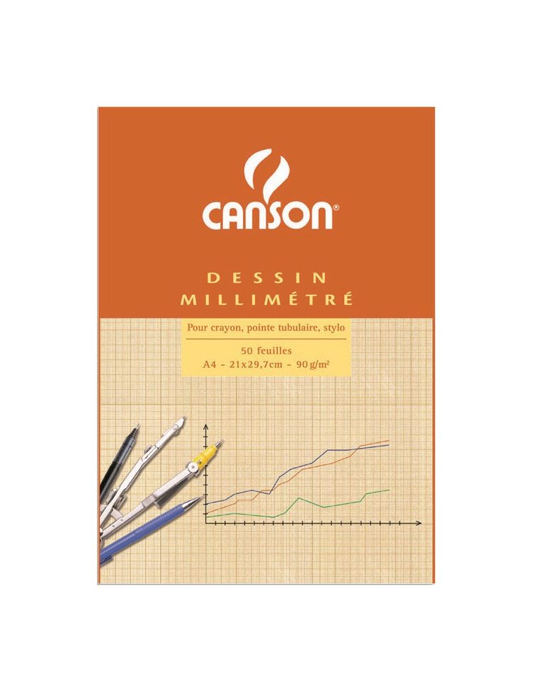 CANSON Papier millimétré, A4, 90 g/m2, couleur: bleu - Cartons à dessins  sac à dessins - Achat & prix