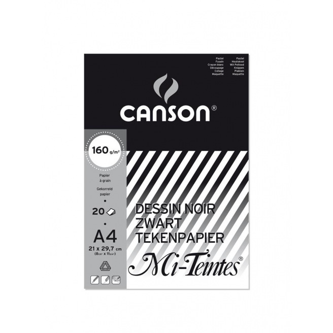 CANSON MI-TEINTES tekenpapierblok 160 g - A4 - zwart