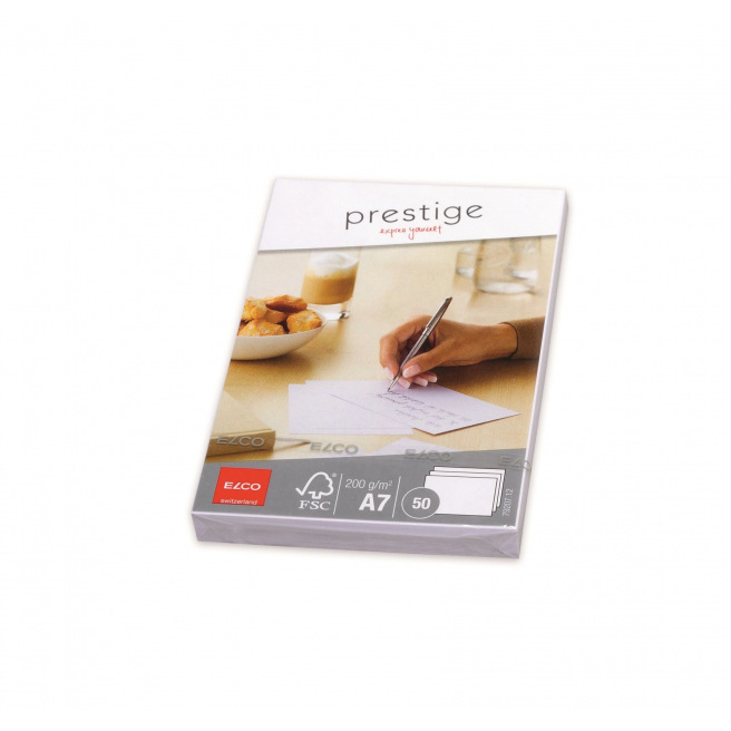 Cartes blanches Elco PRESTIGE A7 - 200 g - paquet de 50