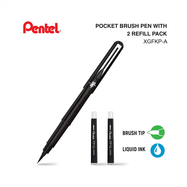 Pentel POCKET BRUSH penborstel - zwart Pentel POCKET BRUSH penborstel - zwart