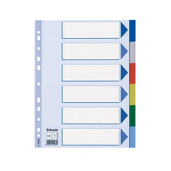 Intercalaires à onglets neutres amovibles FLEX - plastique de couleur - A4  maxi - 6 onglets