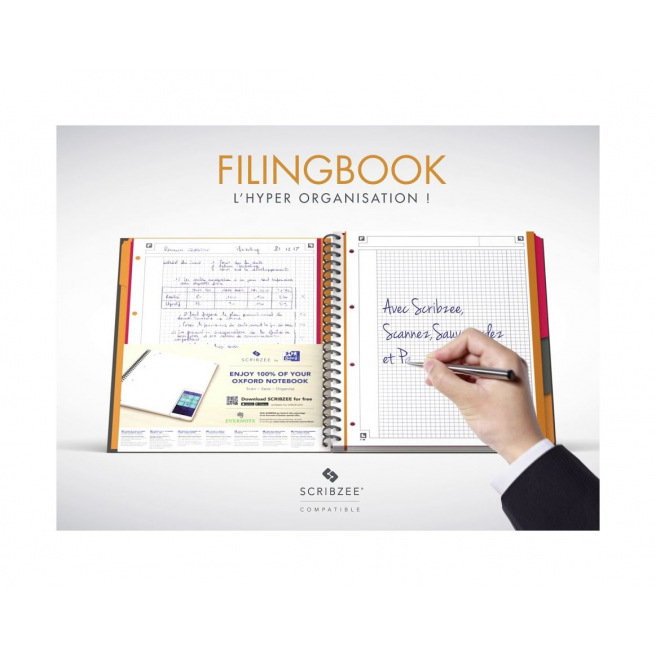 Oxford International FILINGBOOK spiraalnotitieboek - A4+ - geruit 5 x 5 mm Oxford International FILINGBOOK spiraalnotitieboek - A4+ - geruit 5 x 5 mm