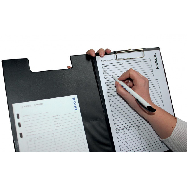 Zwarte plastic A4 klemplaat met klep