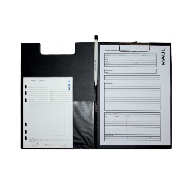 Zwarte plastic A4 klemplaat met klep