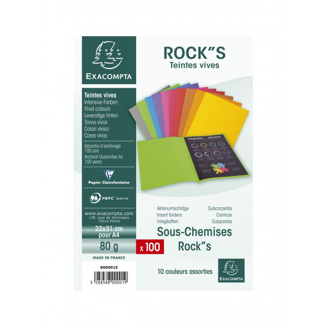 Onderhemden Exacompta ROCK"S van 80 g papier - A4 Onderhemden Exacompta ROCK"S van 80 g papier - A4