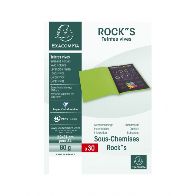 Sous-chemises Exacompta ROCK"S en papier 80 g - A4