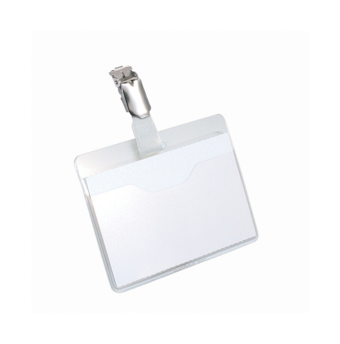 Durable 810619 Pochette Porte-badge Universel Fixation Clip Métallique pour Insertion Format 60 x 90 mm Plastique Résistant Transparent Boîte de 25 