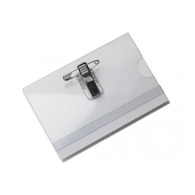 Badgehouder 90 x 54 mm met klem en speld