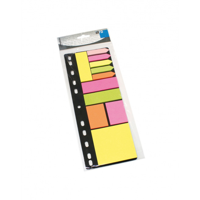 Set van indexen en herpositioneerbare notities - assortiment van maten en kleuren