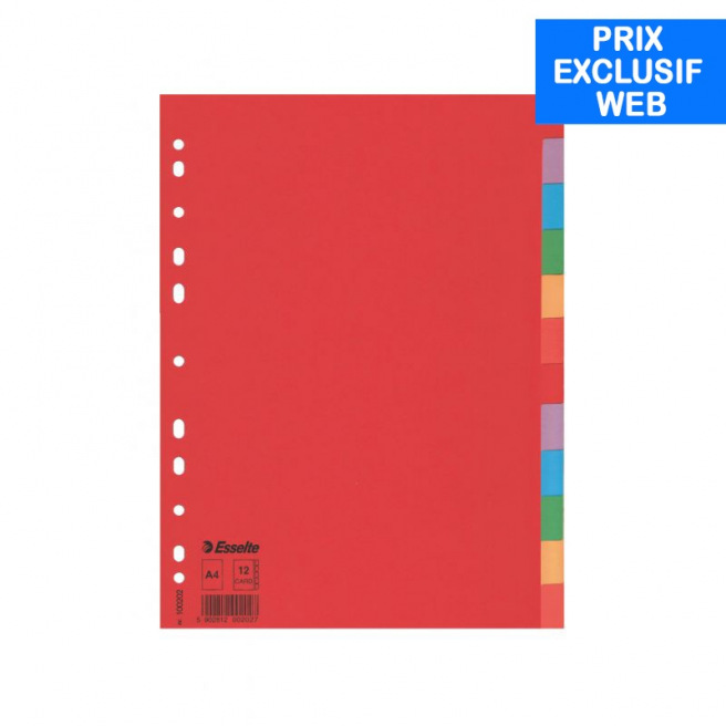 Intercalaires à onglets neutres Esselte - carton de couleur 160 g - A4
