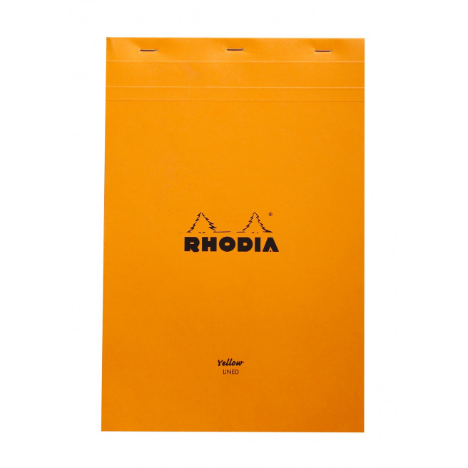 Bloc-notes agrafé RHODIA - feuilles jaunes - A4+ - ligné