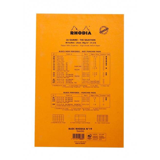 Bloc-notes agrafé RHODIA - feuilles jaunes - A4+ - ligné Bloc-notes agrafé RHODIA - feuilles jaunes - A4+ - ligné