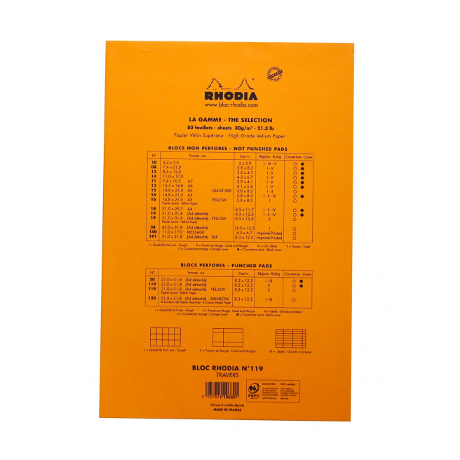 Bloc-notes agrafé RHODIA - feuilles jaunes - A4+ - ligné Bloc-notes agrafé RHODIA - feuilles jaunes - A4+ - ligné