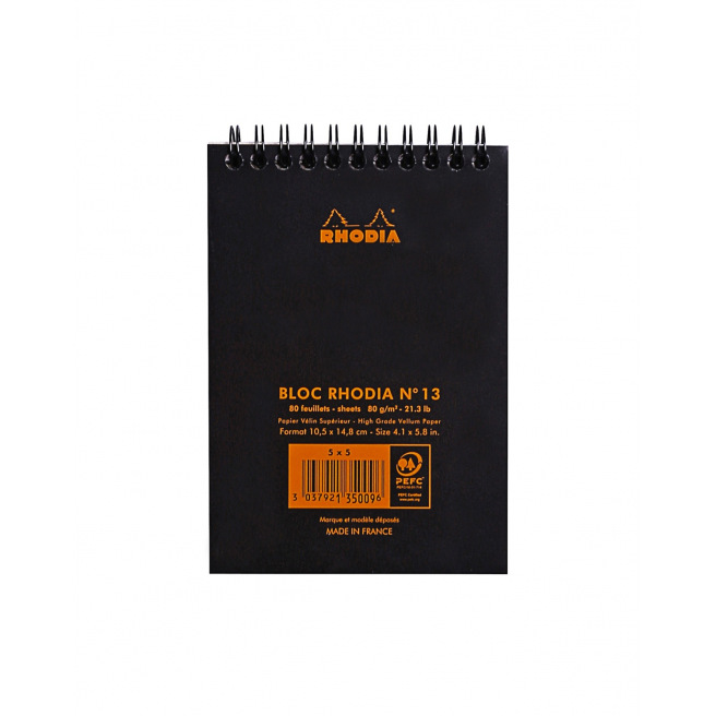 Bloc-notes à spirales RHODIA - quadrillé 5 x 5 mm Bloc-notes à spirales RHODIA - quadrillé 5 x 5 mm