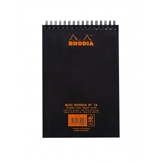Bloc-notes à spirales RHODIA - quadrillé 5 x 5 mm Bloc-notes à spirales RHODIA - quadrillé 5 x 5 mm