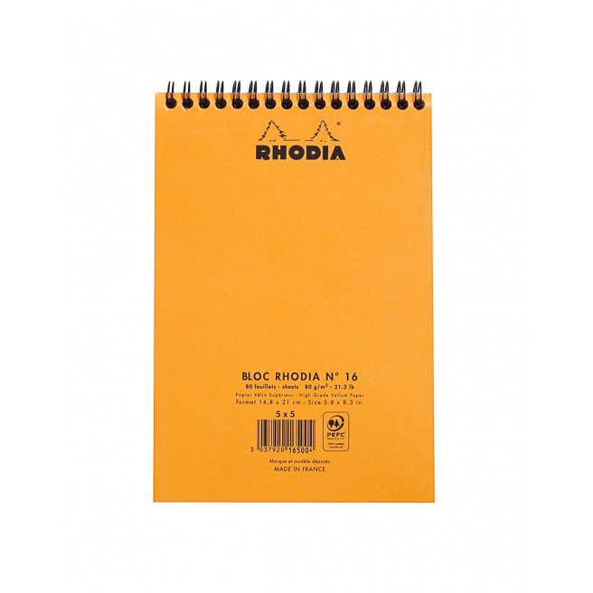 Bloc-notes à spirales RHODIA - quadrillé 5 x 5 mm Bloc-notes à spirales RHODIA - quadrillé 5 x 5 mm