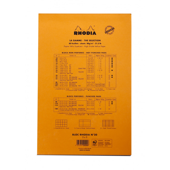 Bloc-notes agrafé RHODIA - perforation 4 trous - A4+ Bloc-notes agrafé RHODIA - perforation 4 trous - A4+