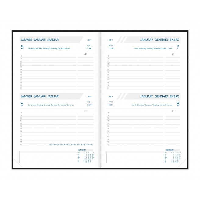Agenda Aurora FOLIO FA111 - 14 x 21 cm - 2 dagen per pagina