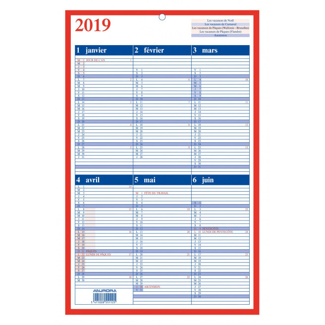 Calendrier Aurora MEMENTO - 6 mois par face Calendrier Aurora MEMENTO - 6 mois par face
