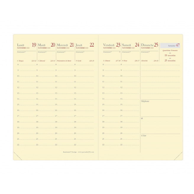 Agenda Quo Vadis RANDONNEE PRESTIGE - 9 x 12,5 cm - 1 week over 2 pagina's