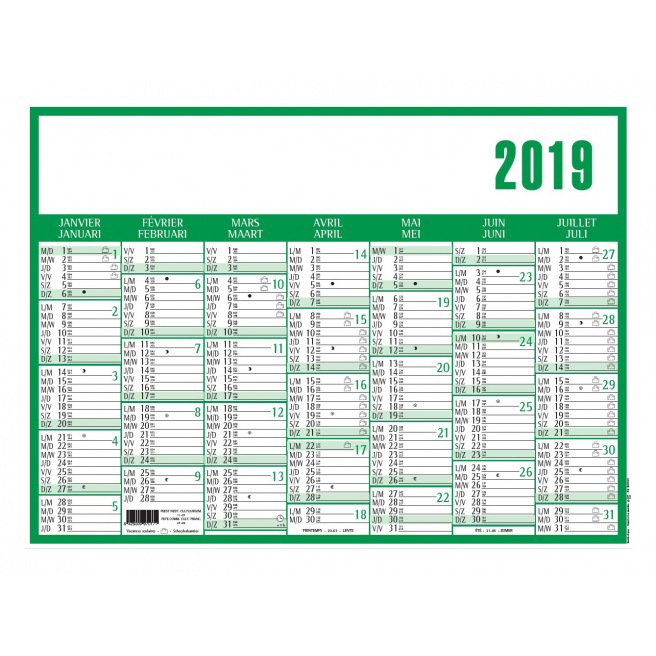 Calendrier planning CLASSIC - 7 mois par face - 55 x 40,5 cm