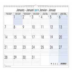 Calendrier spiralé 1 mois par page - 33 x 35 cm Calendrier spiralé 1 mois par page - 33 x 35 cm