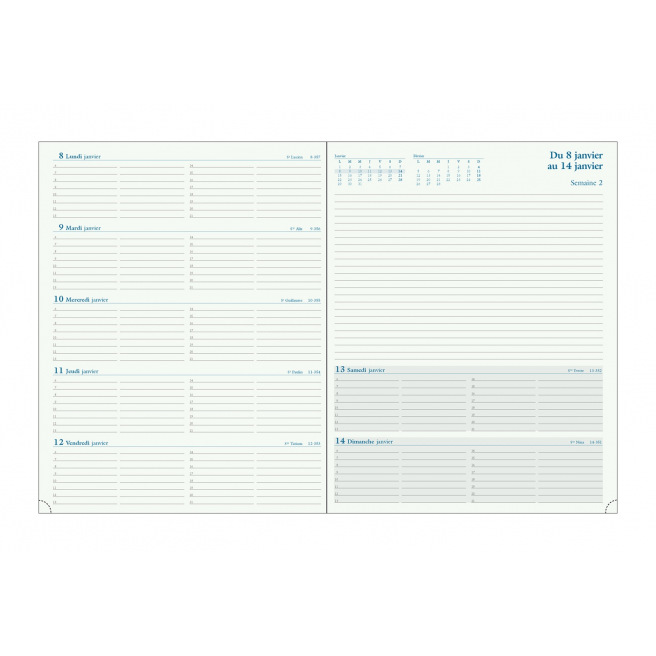 Agenda Exacompta ESPACE 27 - 21 x 27 cm - 1 semaine sur 2 page avec notes