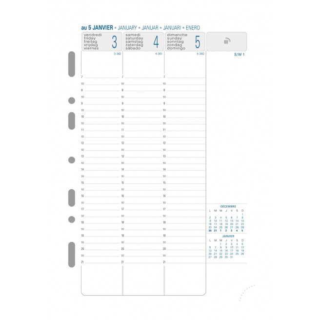 Recharge organiser Exacompta EXATIME 21 VERTICAL - 1 semaine sur 2 pages