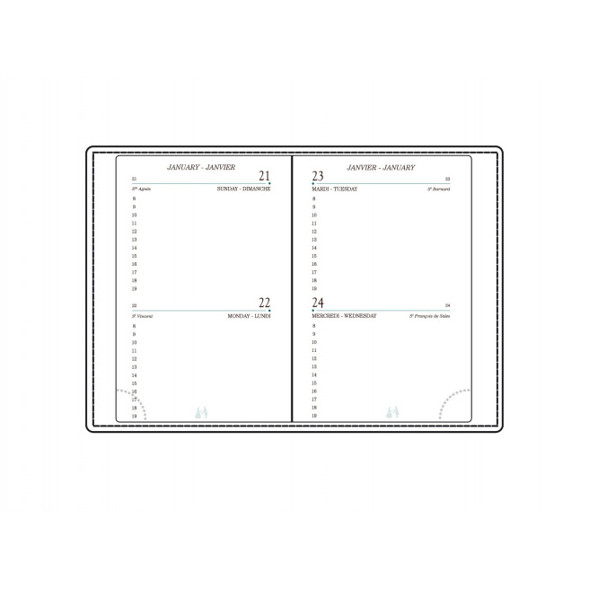 Navulling agenda Mignon - 7,3 x 12 cm - 2 dagen per pagina
