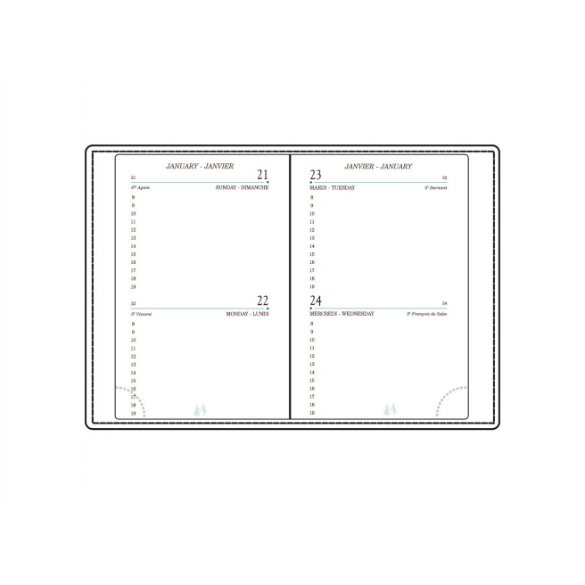 Recharge agenda Mignon - 7,3 x 12 cm - 2 jours par page