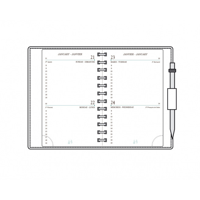 Recharge agenda Mignon - 7,3 x 12 cm - 2 jours par page