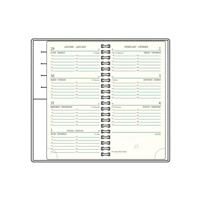 Recharge agenda Mignon - 7,8 x 15,4 cm - 1 semaine sur 2 pages